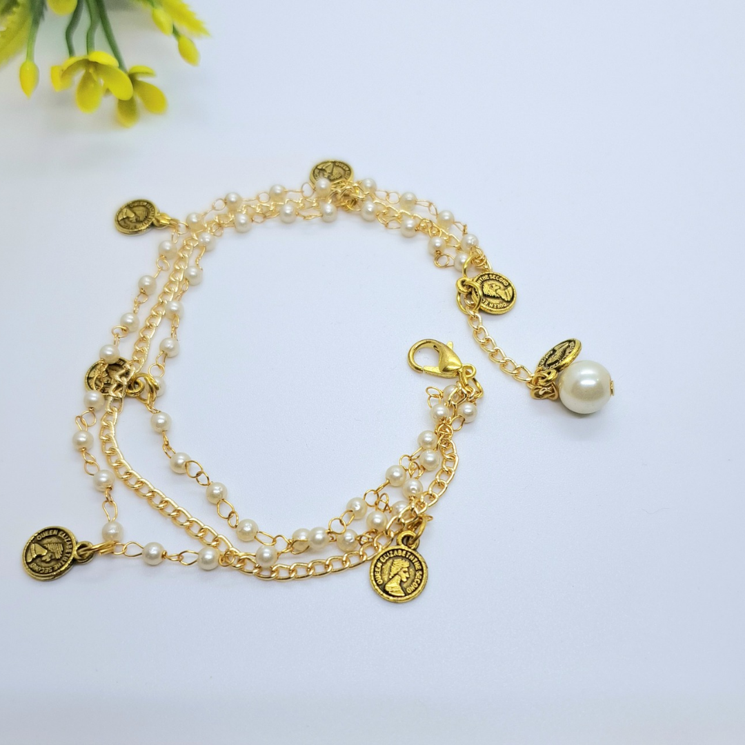 Golden Ganthanmala And Coin Bracelet