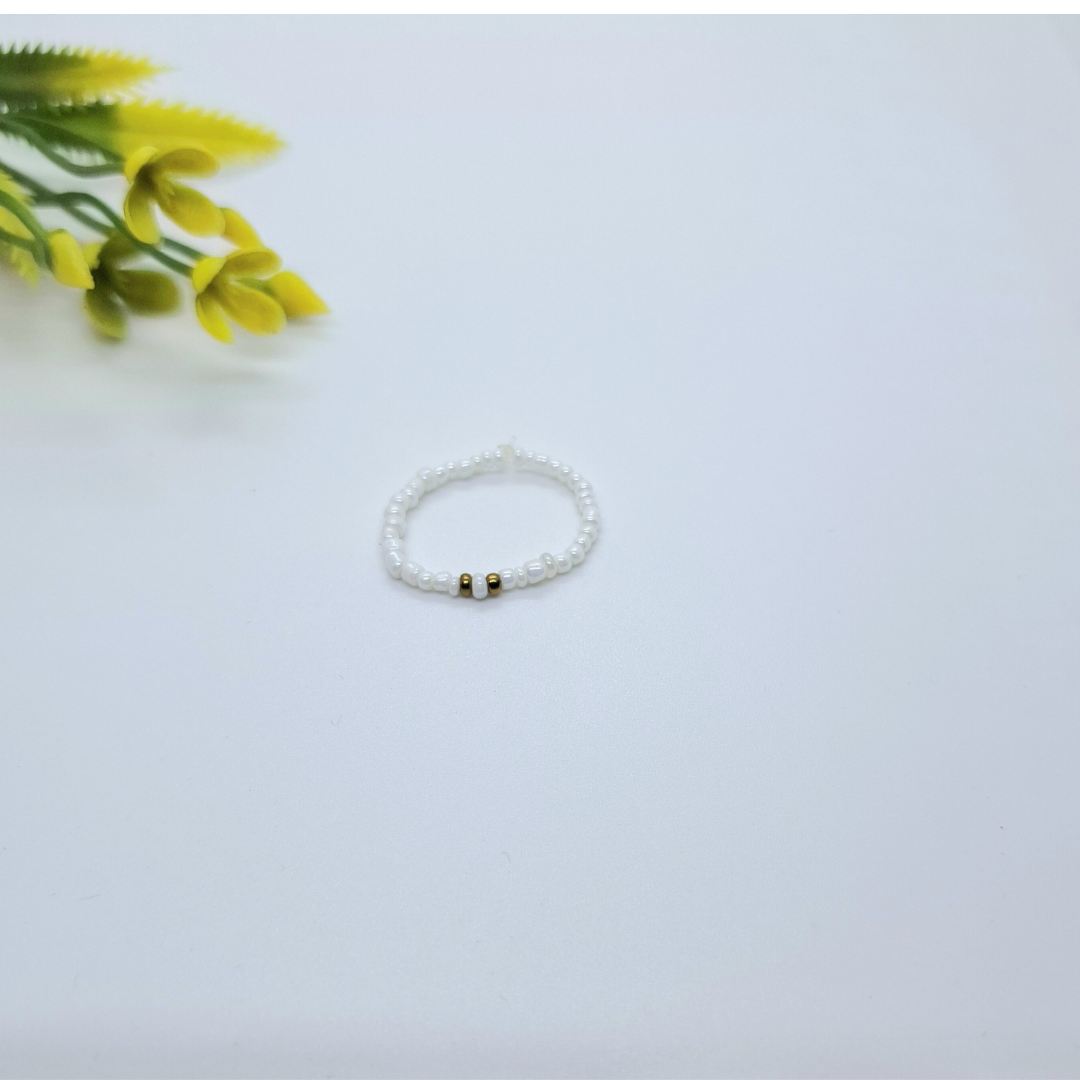 White Seed Beads Ring