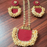 Maroon Fabric Necklace