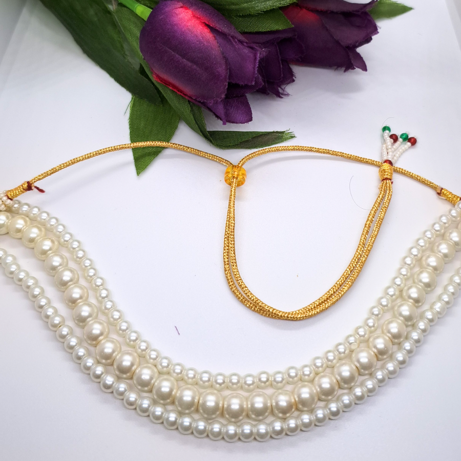 3 Layer Off White Beaded Necklace