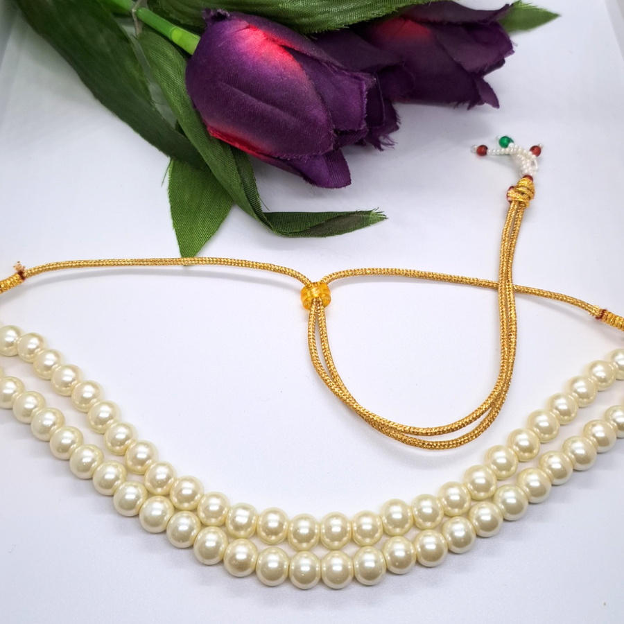 Two Layer Off White Beads Necklace