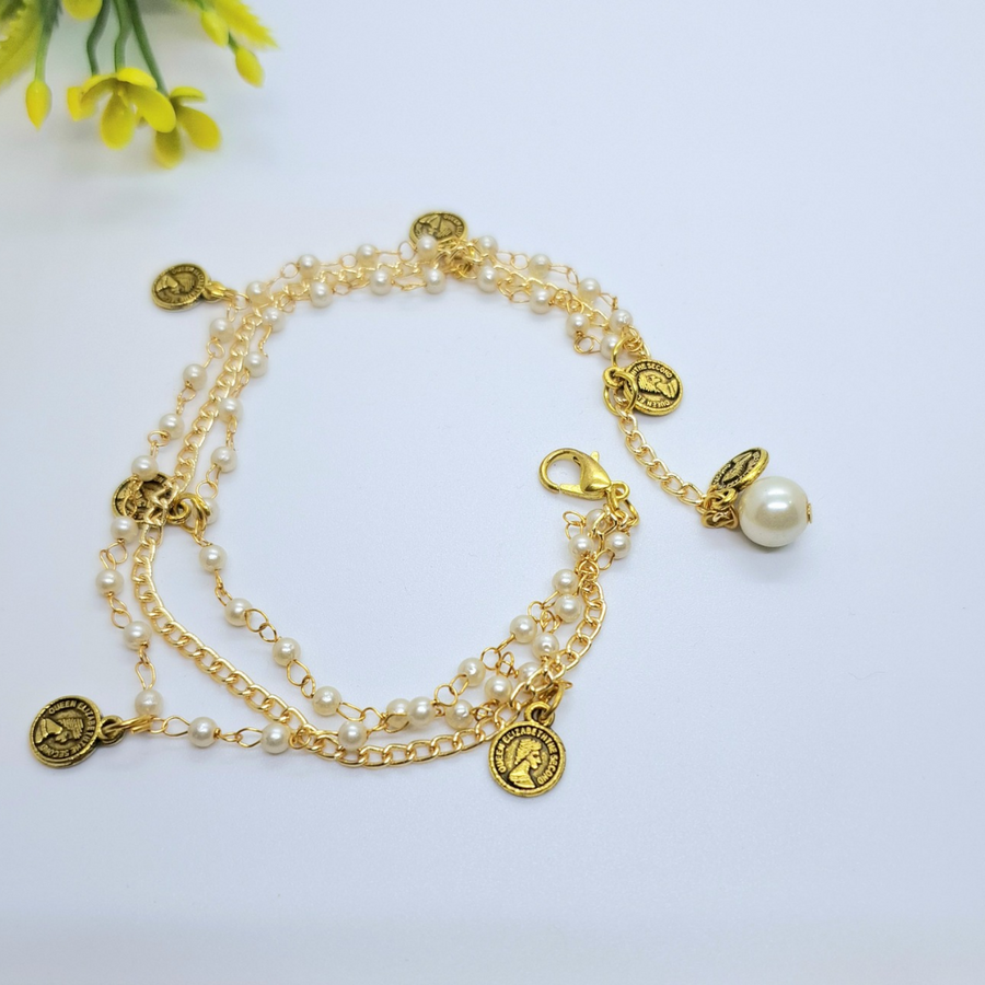 Golden Ganthanmala And Coin Bracelet