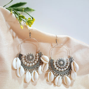 Oxidised Cowrie Earrings