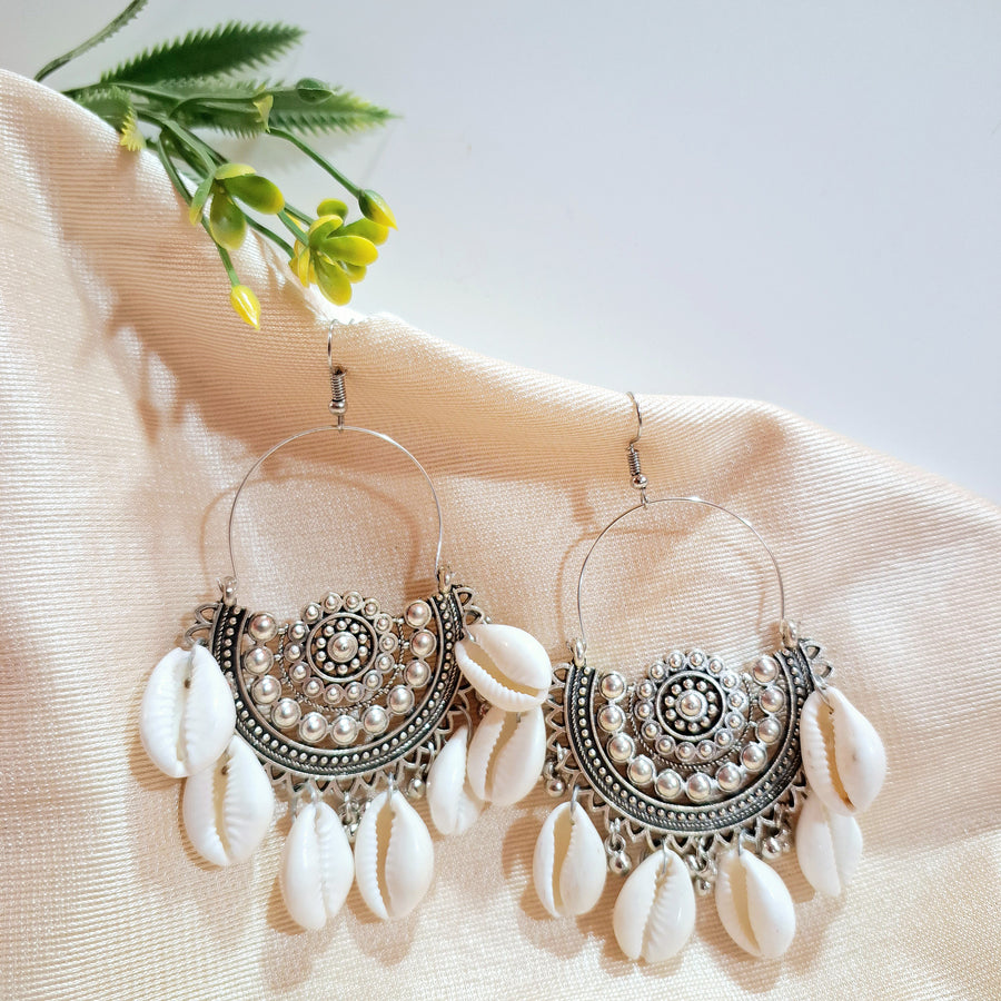Oxidised Cowrie Earrings