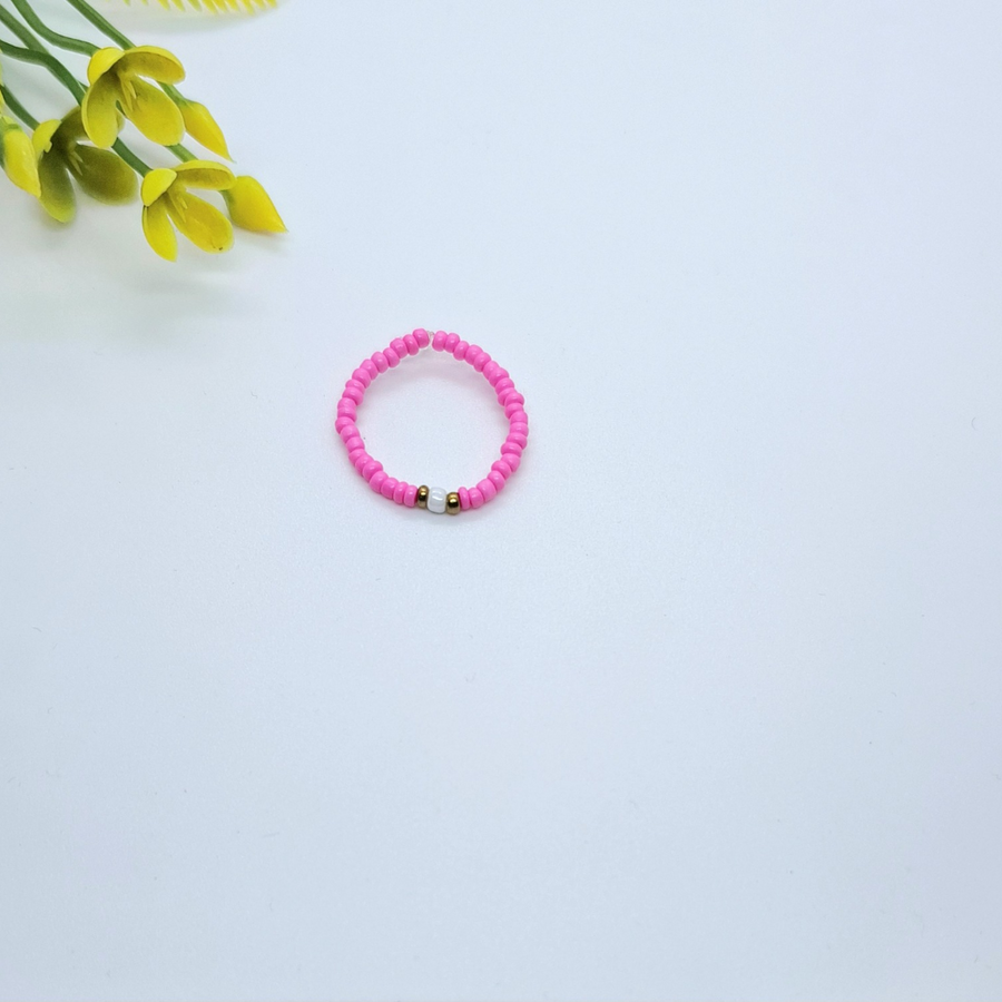 Pink Seed Beads Ring