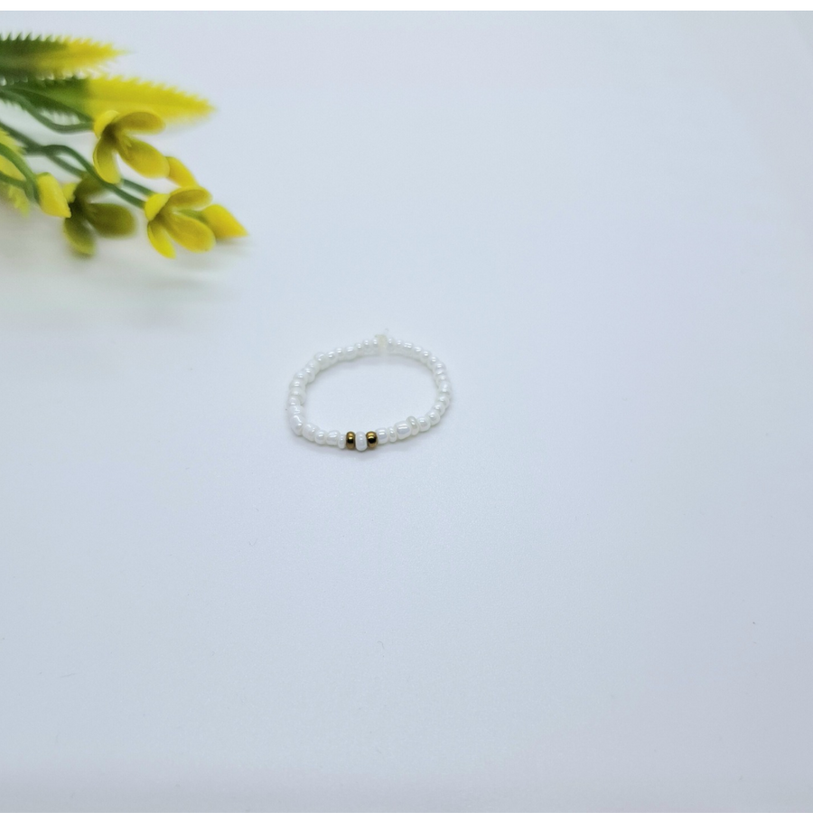 White Seed Beads Ring