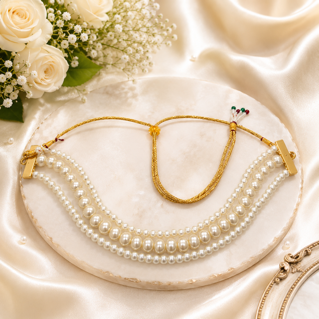 3 Layer Off White Beaded Necklace