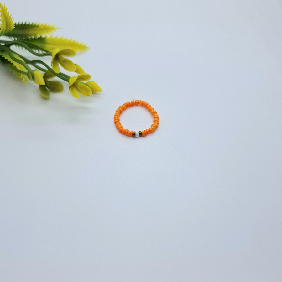 Orange Seed Beads Ring
