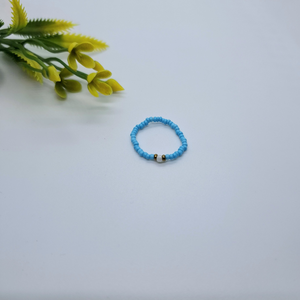 Sky Blue Seed Beads Ring