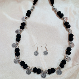 Coin And Cottan Beads Necklace