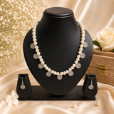 Coin with Off white Beads Necklace Set