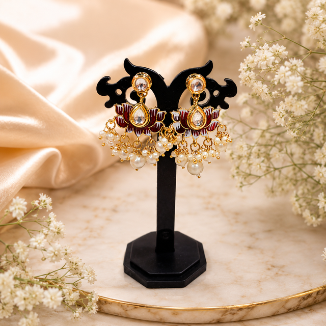 Lotus Kundan Earrings