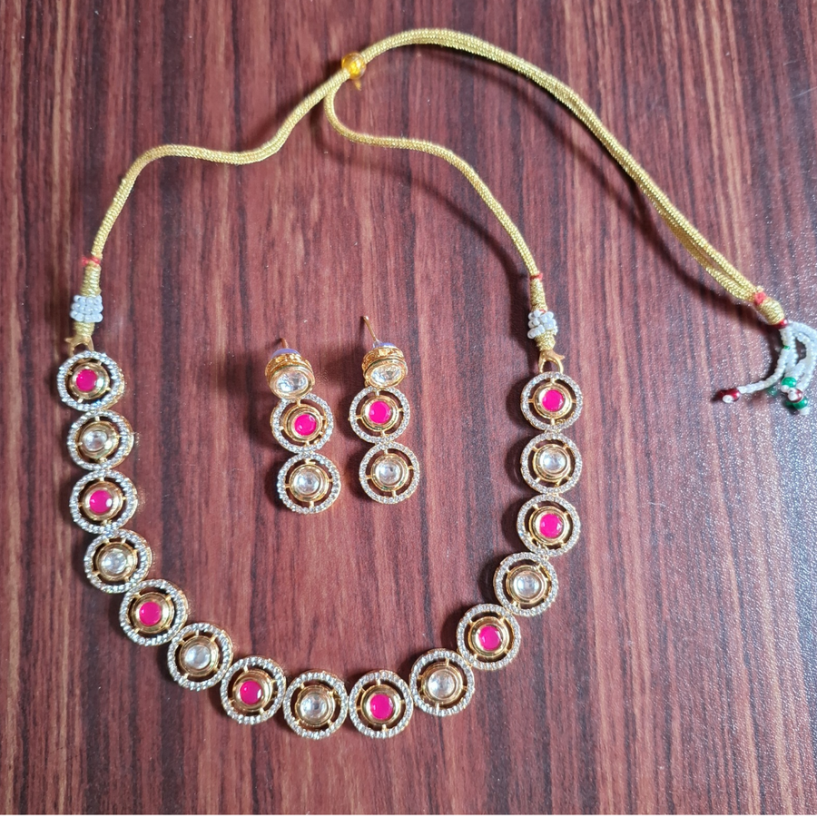 Pink and white Kundan Choker